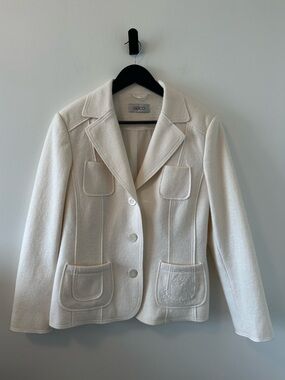 Gelco Women's White Wool Blend Button Front Jacket Size L